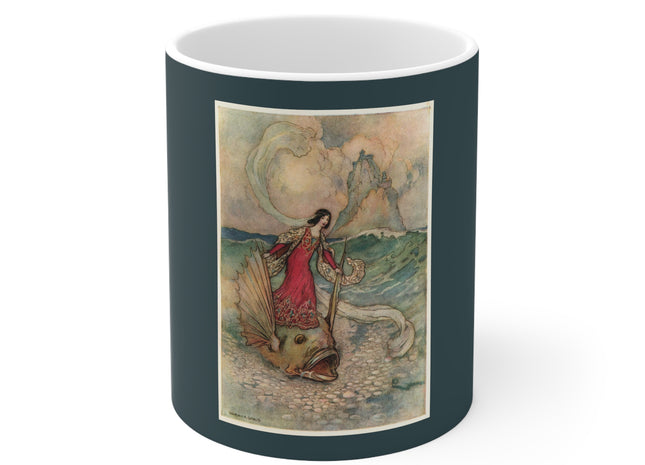 Rita Rides on the Dolphin by Warwick Goble Ceramic Mug 11oz