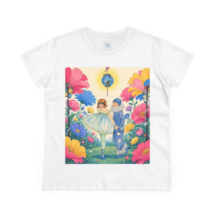 🌸🏮 The Lantern Garden Stroll Cotton Tee – Art Deco Floral Whimsy