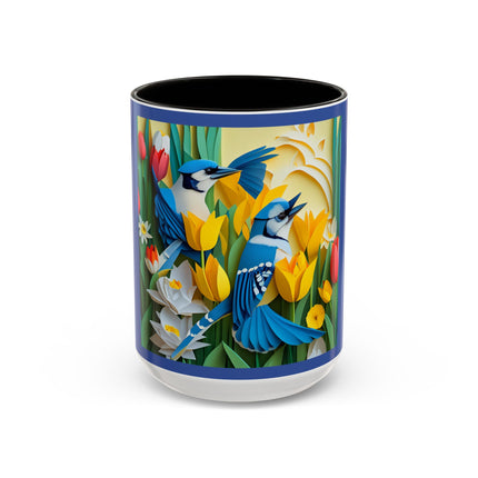 Blue Jays in a Spring Garden Colorful Mugs (11oz, 15oz)