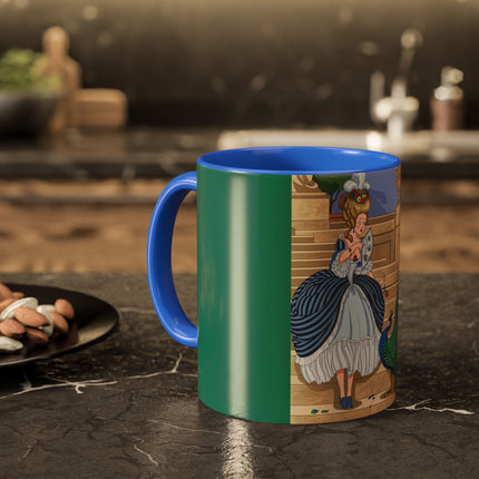 The Peacock's Admiration Colorful Mug (11oz, 15oz) – Rococo Elegance, Peacock Beauty & Garden Charm