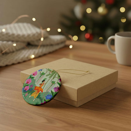 🦜🌺 The Parrot Dancer Ceramic Ornament – Art Deco Tropical Whimsy