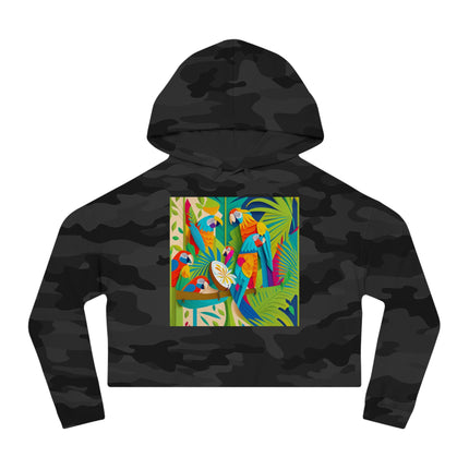 Colorful Macaws Women’s Cropped Hooded Sweatshirt