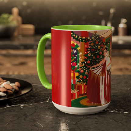 🎄💃 The Christmas Mirror Duet Colorful Mug – Art Deco Holiday Elegance