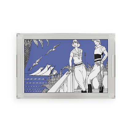 Coastal Elegance Acrylic Serving Tray