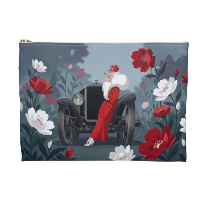 🚗🌺 The Lady Of The Grand Touring Car Accessory Pouch – Art Deco Motoring Elegance