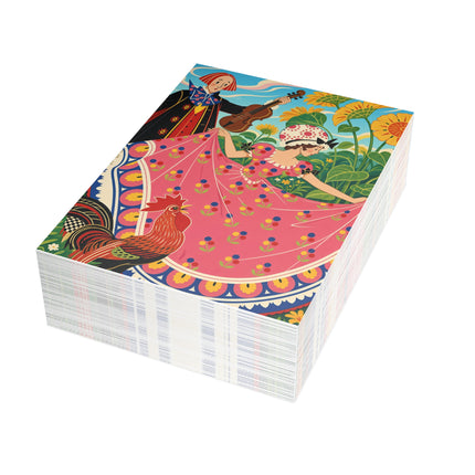 🎻🐓 The Garden Serenade Postcards With Envelopes – Art Deco Folk Whimsy