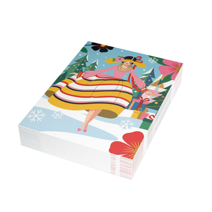 🌸🎁 The Lady Of The Christmas Flower Garden Greeting Card – Art Deco Holiday Fantasy