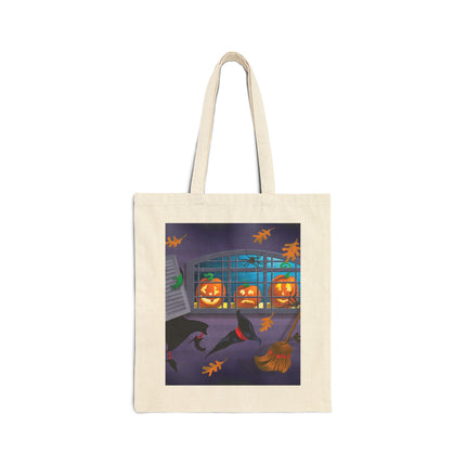 Whimsical Halloween Mischief Cotton Canvas Tote Bag