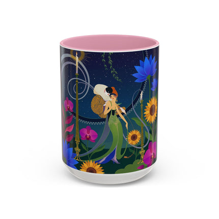 The Lady Of The Starlit Candles Colorful Mugs – Art Deco Theatrical Romance