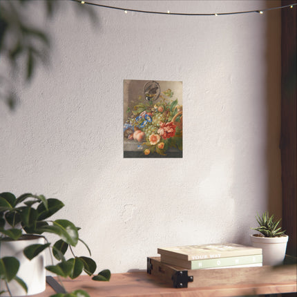 Still Life With Flowers, Fruit, A Great Tit And A Mouse by Herman Henstenburgh Fine Art Posters