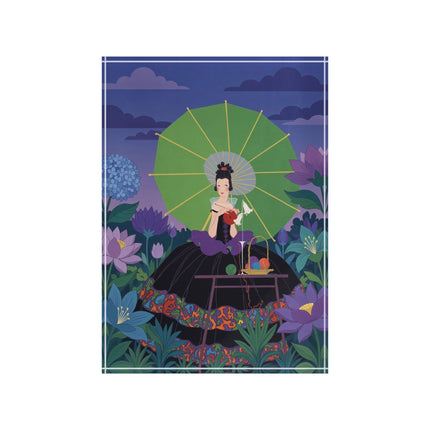 🪷🧶 The Lady Of The Lotus Knitting Circle Acrylic Art Block – Art Deco Floral Whims