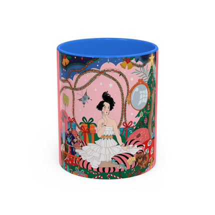 🎀🎄 Christmas Morning In The Rose Parlor Colorful Mug – Art Deco Holiday Fantasy