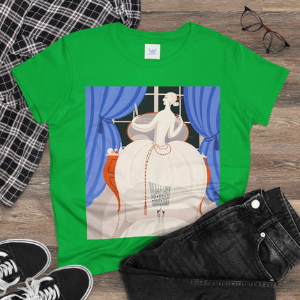 🦢💎 The Ivory Midnight Muse Cotton Tee – Art Deco Fashion Elegance
