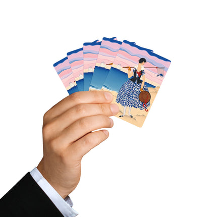 🎣🌊 The Lady Of The Seaside Catch Playing Cards – Art Deco Coastal Adventure