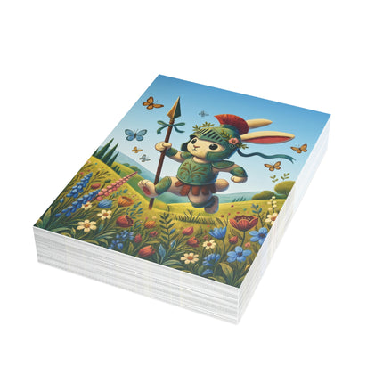 🐇🛡️ The Little Meadow Knight Greeting Card – Whimsical Animal Adventure
