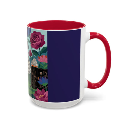 The Lady Of The Lotus Garden Colorful Mugs – Art Deco Botanical Elegance