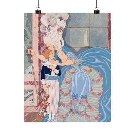 🌹💙 Madame De Sabran Matte Vertical Poster – George Barbier Art Deco Aristocratic Elegance