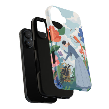 🦜🌺 The Lady Of The Garden Aviary Phone Case – Art Deco Floral Whimsy