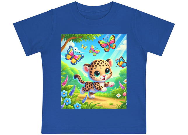 Butterfly Chase Leopard Cub Baby Short Sleeve T-Shirt