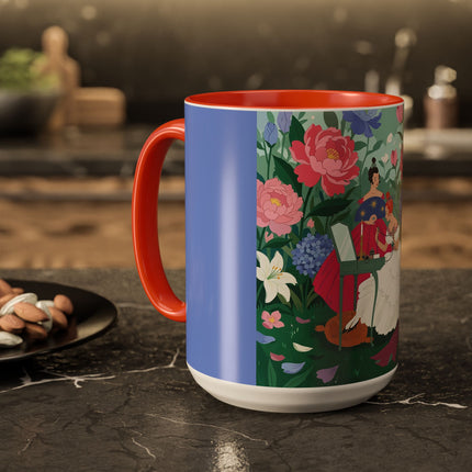 The Ladies Of The Blossoming Vanity Colorful Mugs – Art Deco Floral Elegance