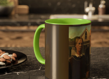 American Gothic by Grant Wood Colorful Mugs (11oz, 15oz)