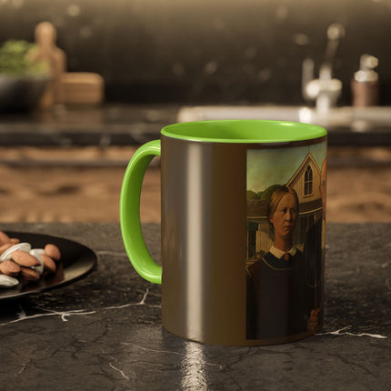 American Gothic by Grant Wood Colorful Mugs (11oz, 15oz)