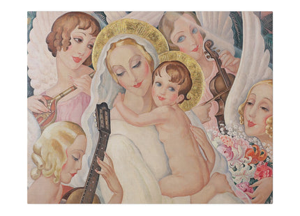 Madonna with Child surrounded by musical angels by Gerda Wegener Matte Canvas, Stretched, 0.75"
