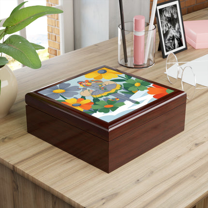 ❄️🌼 The Winter Flower Wanderer Jewelry Box – Colorful Art Deco Snow Fantasy