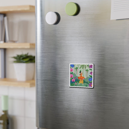 🦜🌺 The Parrot Dancer Die-Cut Magnets – Art Deco Tropical Whimsy
