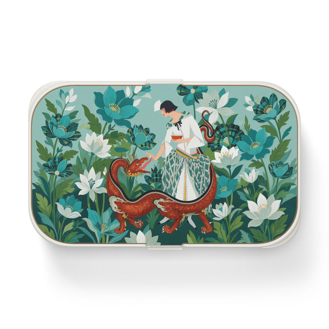 🐉🌿 The Dragon Keeper Bento Lunch Box – Art Deco Floral Fantasy