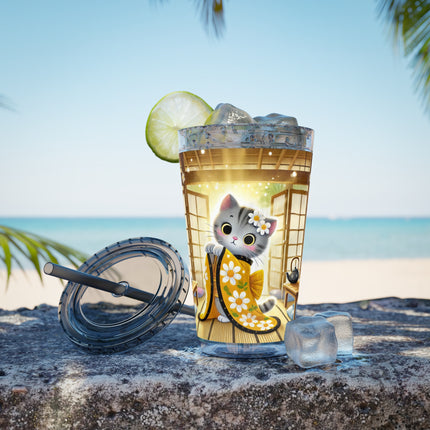 Playful Kitten in the Tea Room Sunsplash Tumbler with Straw, 16oz