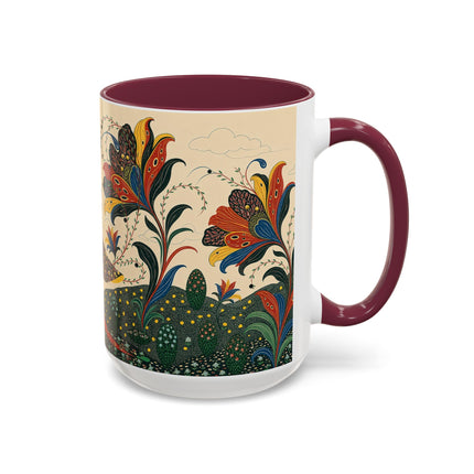 🌺🦋 The Enchanted Floral Voyage Colorful Mug – Art Deco Botanical Whimsy