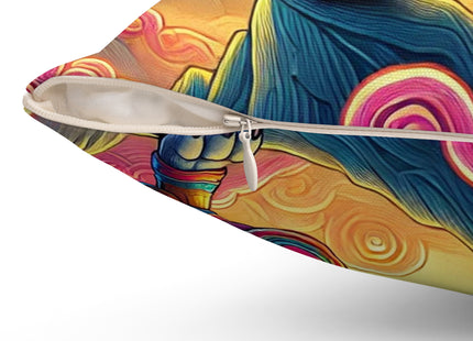 Mountain Wolf Spun Polyester Square Pillow