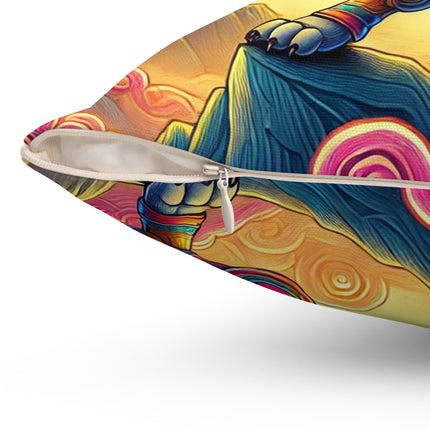 Mountain Wolf Spun Polyester Square Pillow