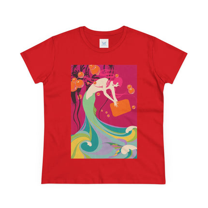 Mermaid Dive Women's Midweight Cotton Tee – Joyful Underwater Fantasy