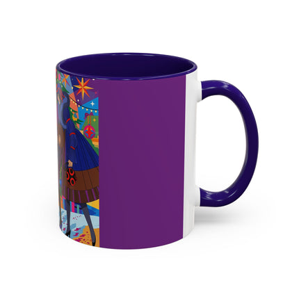 🎄✨ Christmas Among The Twinkling Trees Colorful Mug – Art Deco Holiday Fantasy