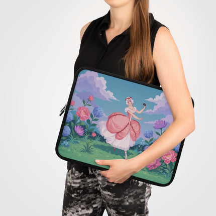 🌸🎭 The Rose Garden Masquerade Laptop Sleeve – Art Deco Floral Elegance
