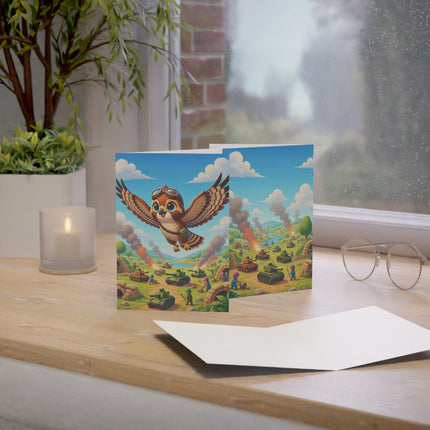 🦅✈️ The Little Sky Scout Greeting Card – Whimsical Animal Adventure