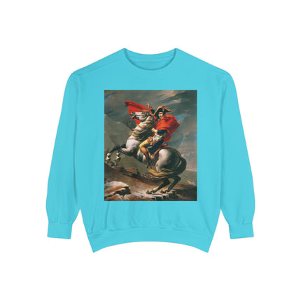 Napoleon Crossing the Alps by Jacques-Louis David Unisex Garment-Dyed Sweatshirt