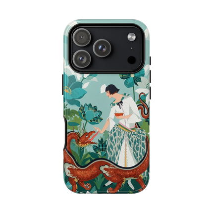 🐉🌿 The Dragon Keeper Phone Case – Art Deco Floral Fantasy