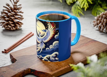 Majestic White Crane Colorful Mugs (11oz, 15oz)
