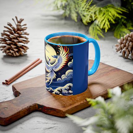 Majestic White Crane Colorful Mugs (11oz, 15oz)