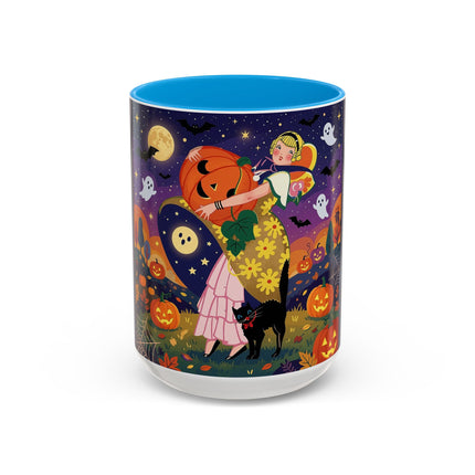 🎃🐈‍⬛ The Pumpkin Moon Embrace Colorful Mug – Whimsical Halloween Charm