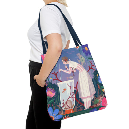 🐠🌸 The Lady Of The Enchanted Aquarium Tote Bag – Art Deco Garden Fantasy