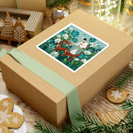 🐉🌿 The Dragon Keeper Kiss-Cut Stickers – Art Deco Floral Fantasy