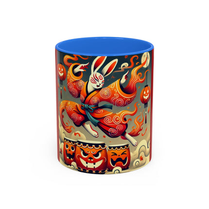 Jack-O’-Lantern Drums & The Kabuki Rabbit Colorful Mugs (11oz, 15oz)