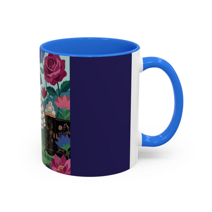 The Lady Of The Lotus Garden Colorful Mugs – Art Deco Botanical Elegance