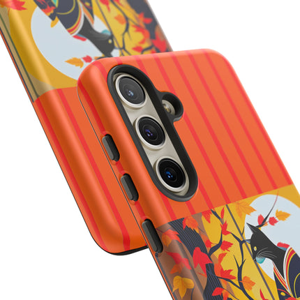 Black Cat in Kimono Phone Cases