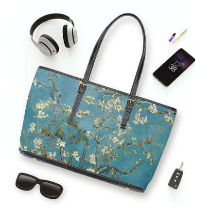 Almond Blossom by Vincent van Gogh PU Leather Shoulder Bag