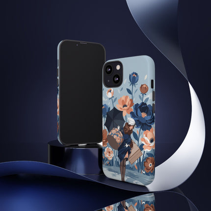 ☂️🌺 The Lady Of The Traveling Garden Phone Case – Art Deco Floral Adventure
